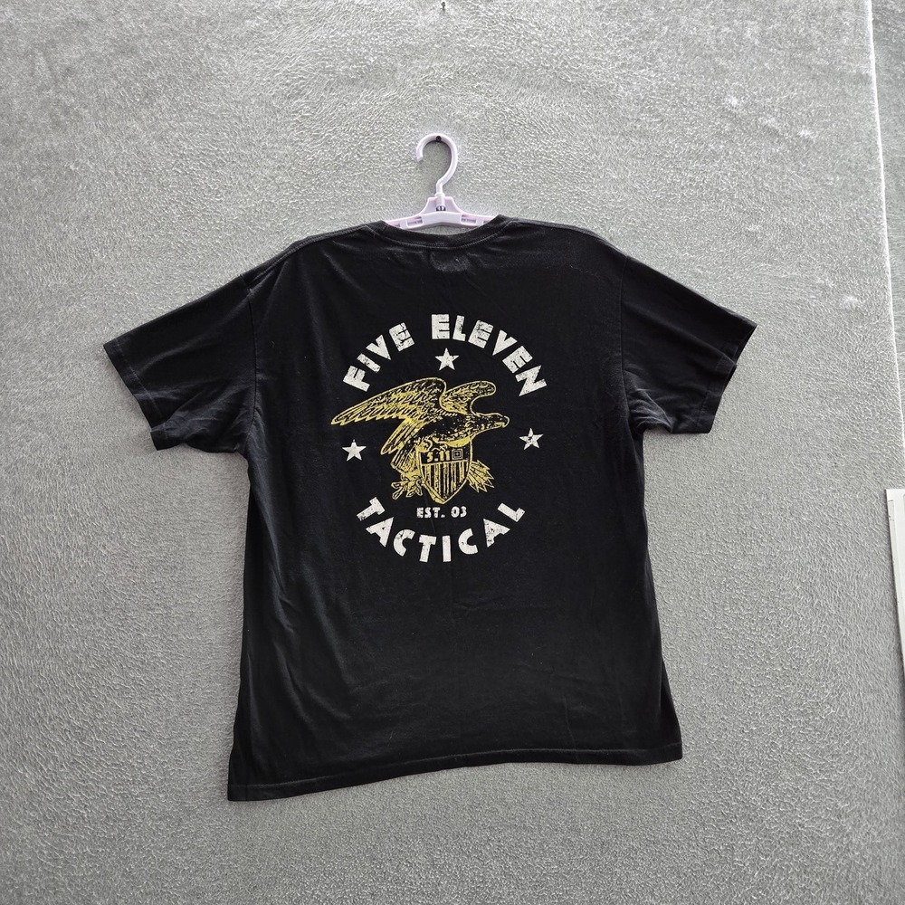 5.11 Tactical Men Shirt L Black Graphic Eagle Crest Activewear Logo Short Sleeve